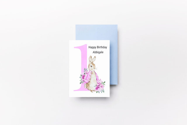 Peter rabbit Birthday Card Personalised Age 1 - 9 Years and Childs Name 