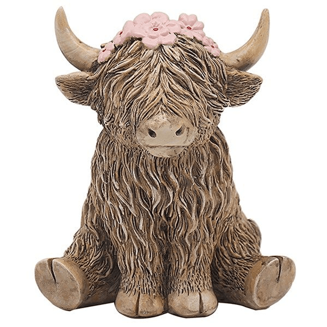 Happy Highland Cow Flowers Ornament