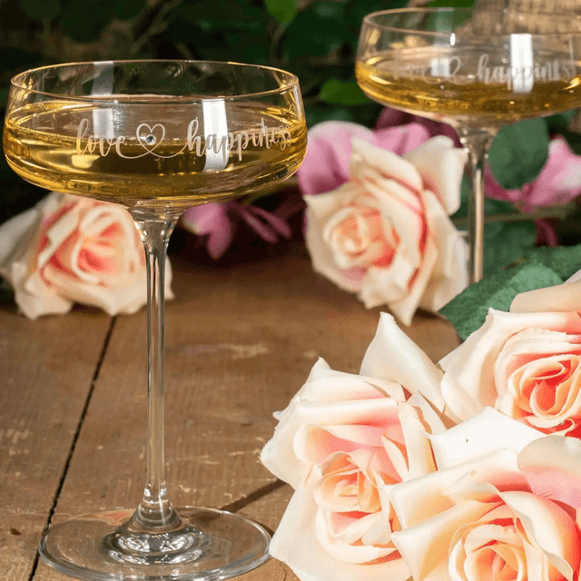 Love & Happiness Champagne Cocktail Saucers Adorned