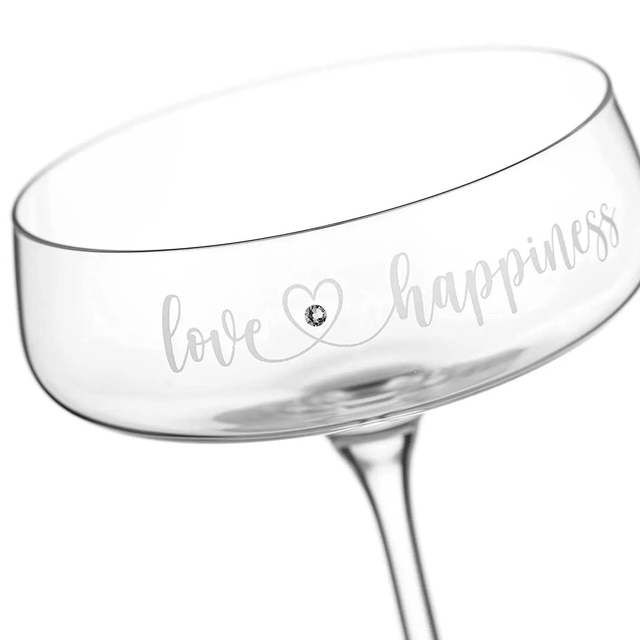 Love & Happiness Champagne Cocktail Saucers Adorned