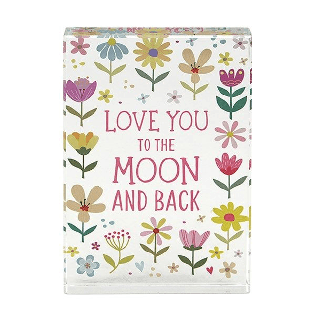 Pretty Floral Glass Plaque Love you to the moon and back