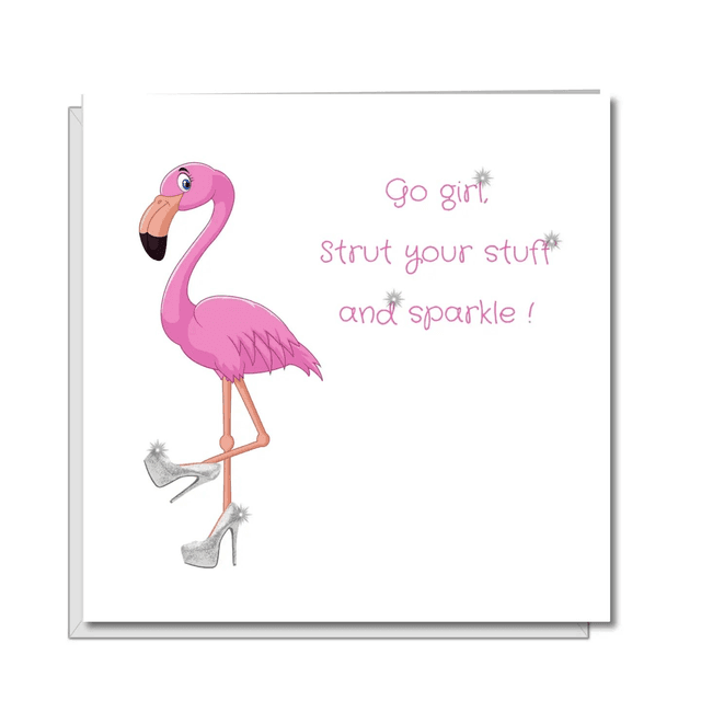 Girl Friend Birthday Card, Girlfriend, Mum Mom, Best Friend Daughter, Special Friend Card. Bff Card. Funny Humorous Card Flamingo Shoes.