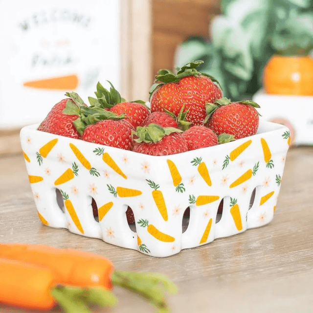 Carrot Patch Ceramic Berry Basket 