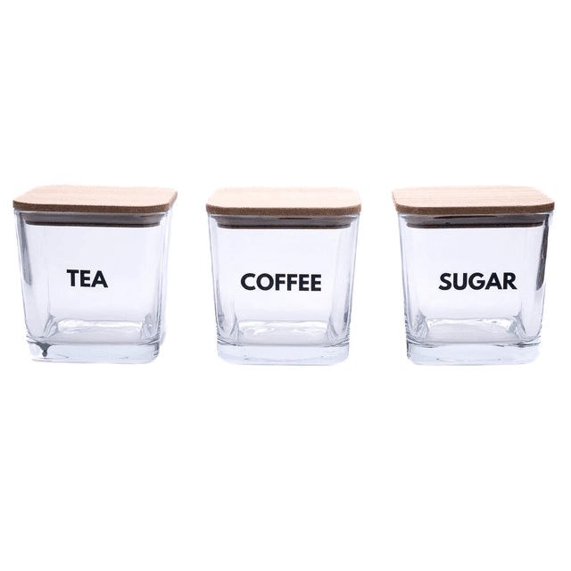 Glass Storage Cubes : Tea, Coffee &amp; Sugar set