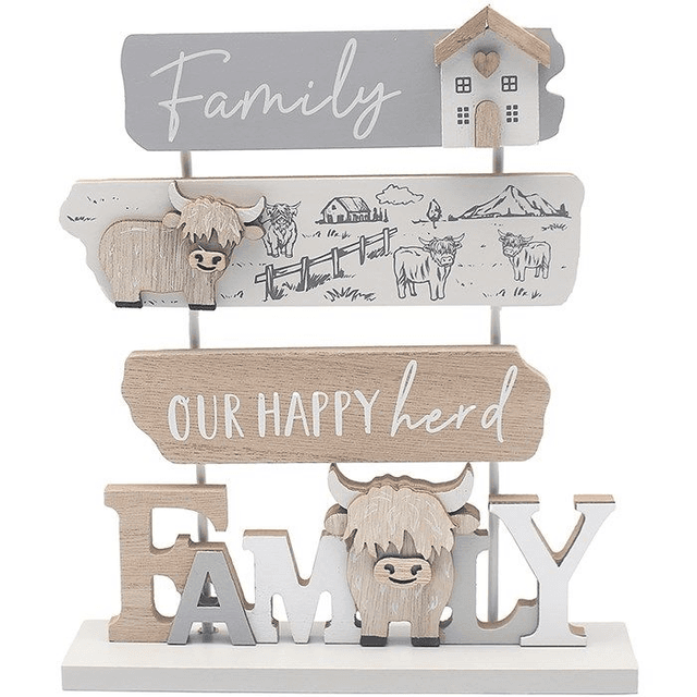 Lesser &amp; Pavey Love &amp; Affection Highland Cow Wooden Plaque