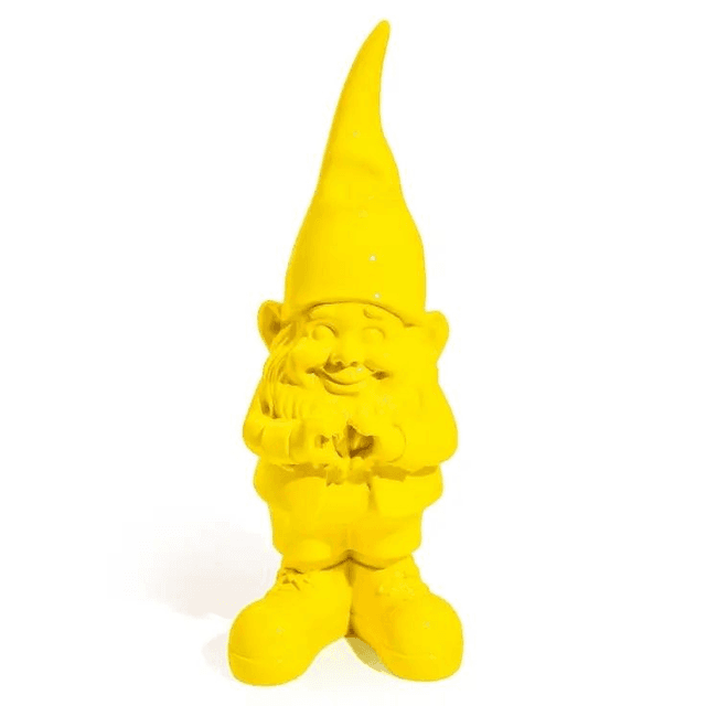Medium Bright Yellow &quot;Heart Hands&quot; Gnome Figure