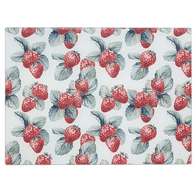 Strawberry Field Glass Cutting Chopping Board Worktop Saver