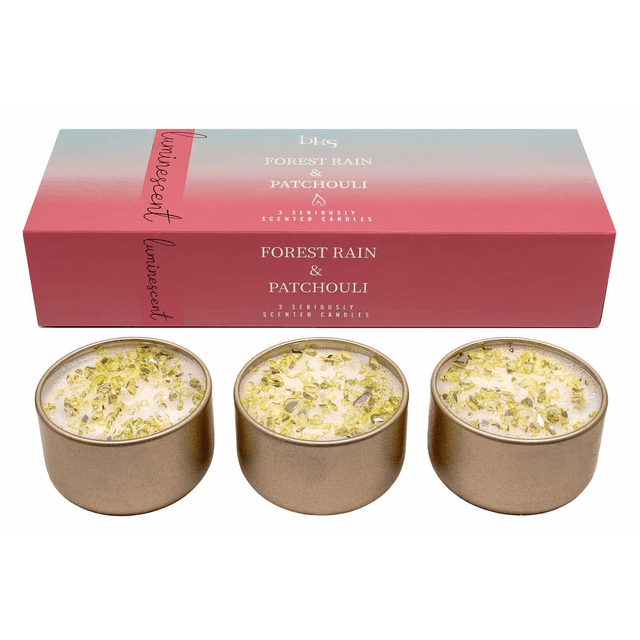 Luminescent Three Lites - Forest Rain &amp; Patchouli - Candle Gift set