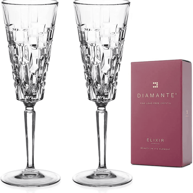 Diamante Crystal Champagne Prosecco Flutes - &#039;quartz&#039;