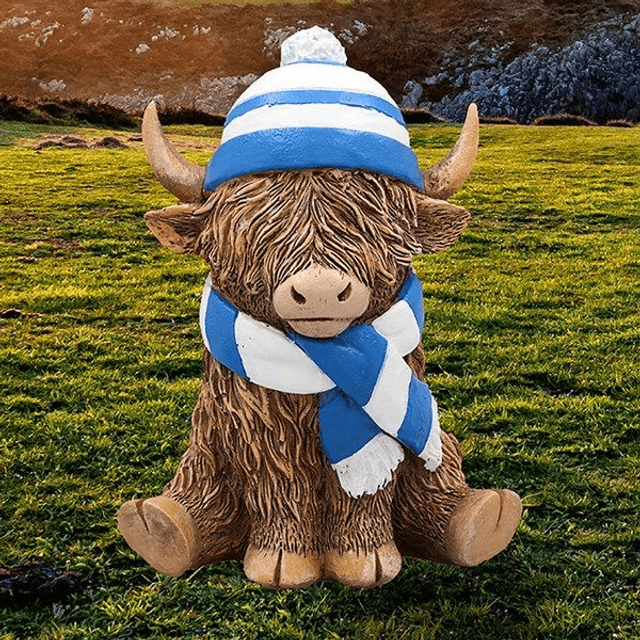 Highland Cow Hat Scarf Blue