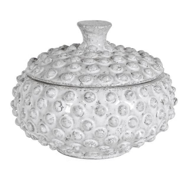 White Bobbled Distressed Decorative Jar