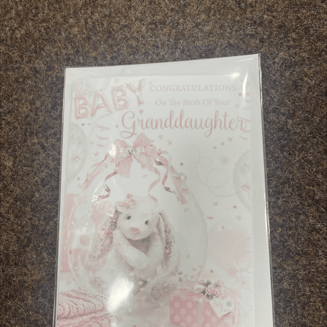 Baby Girl Congratulations Pink Rabbit Card