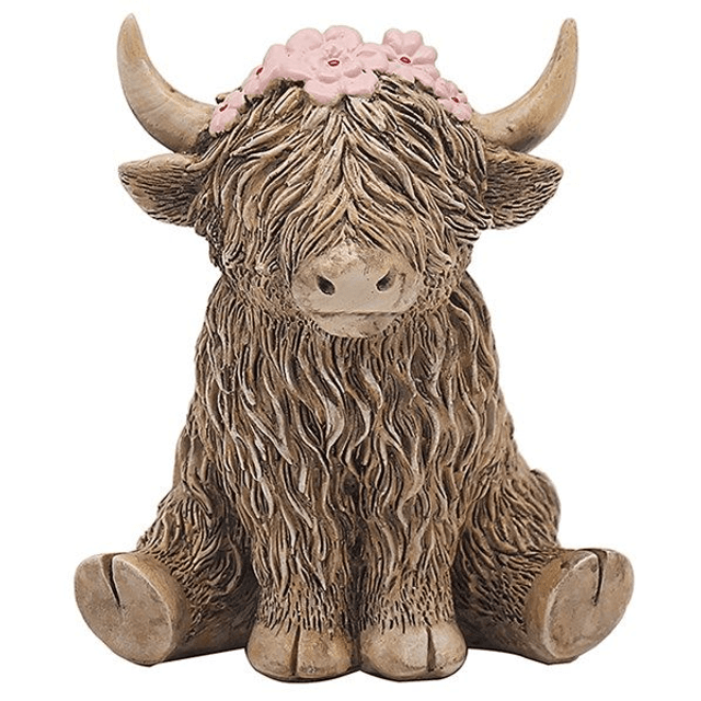 Happy Highland Cow Flowers Ornament