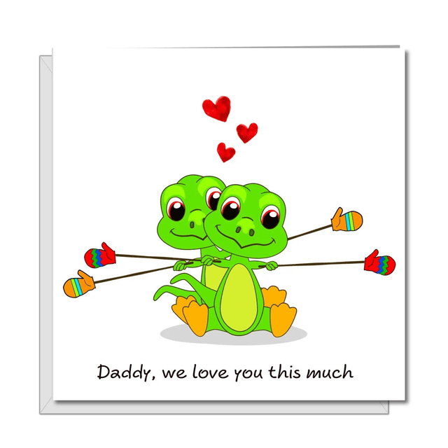 Funny Dinosaur Father&#039;s Day Card / Birthday Card For Dad - from Sons and Daughters - Humour Humorous Amusing - Two Children