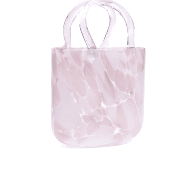 Large Handbag Vase : White and Blush Pink
