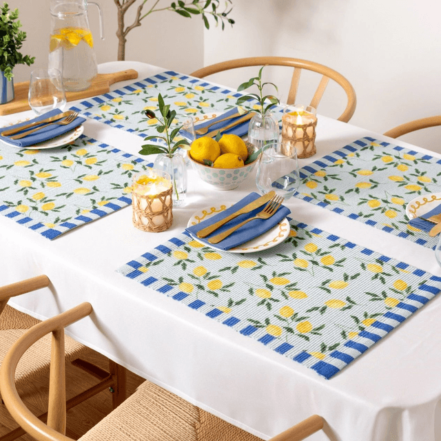 Lemons Set of 4 Indoor/Outdoor Placemats Blue