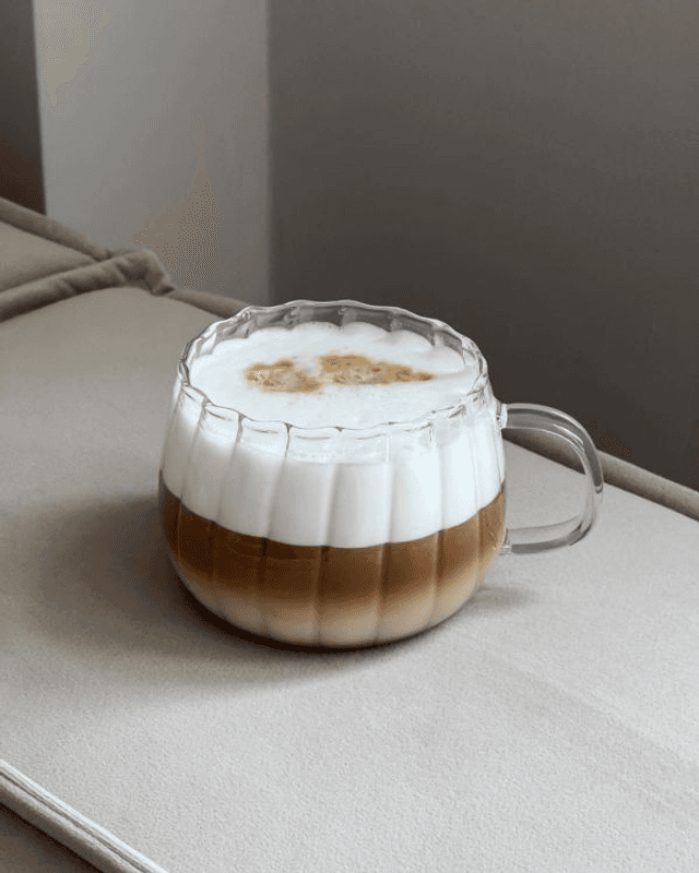 Striped Glass Cappuccino Cup with Handle