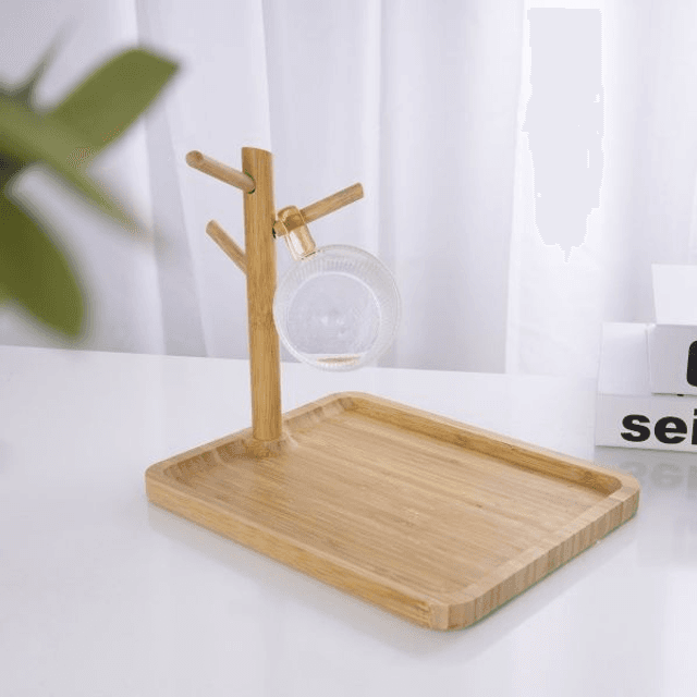 Bamboo Serving Tray with Cup Holder