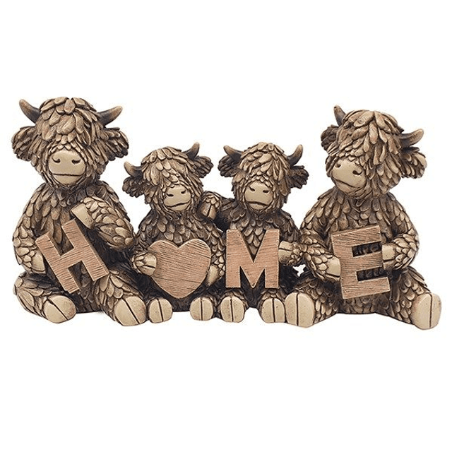 Lesser &amp; Pavey Hughie Highland Cows Home Figurine For Home &amp; Office
