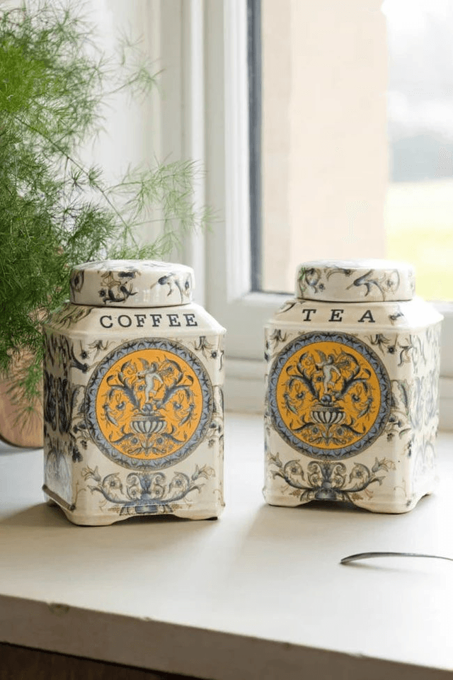 Set of 2 Ceramic Tea &amp; Coffee Storage Jars