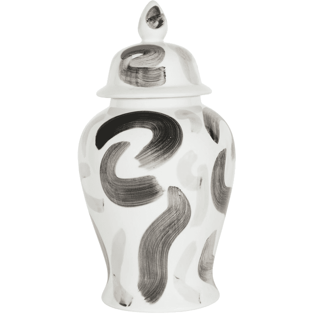 Monochrome Brush Swirl Small Ginger Jar
