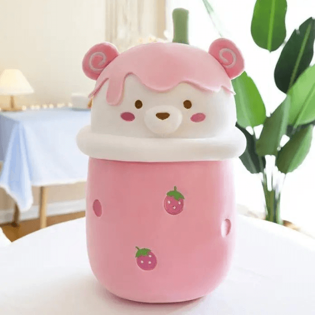 Bear Boba Bubble Tea Plushies Pink 30cm / 11.8in.