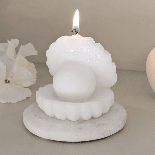 Cream Mini Oyster Shell Decorative Candle