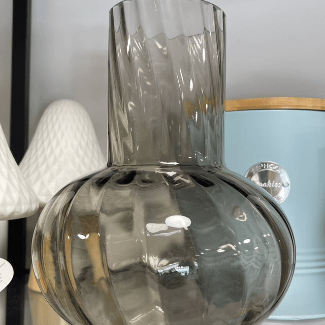 Smoked Grey Glass Vase 
