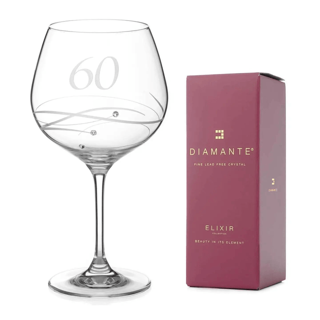 60th Birthday Crystal Gin Glass Adorned With Swarovski Crystals